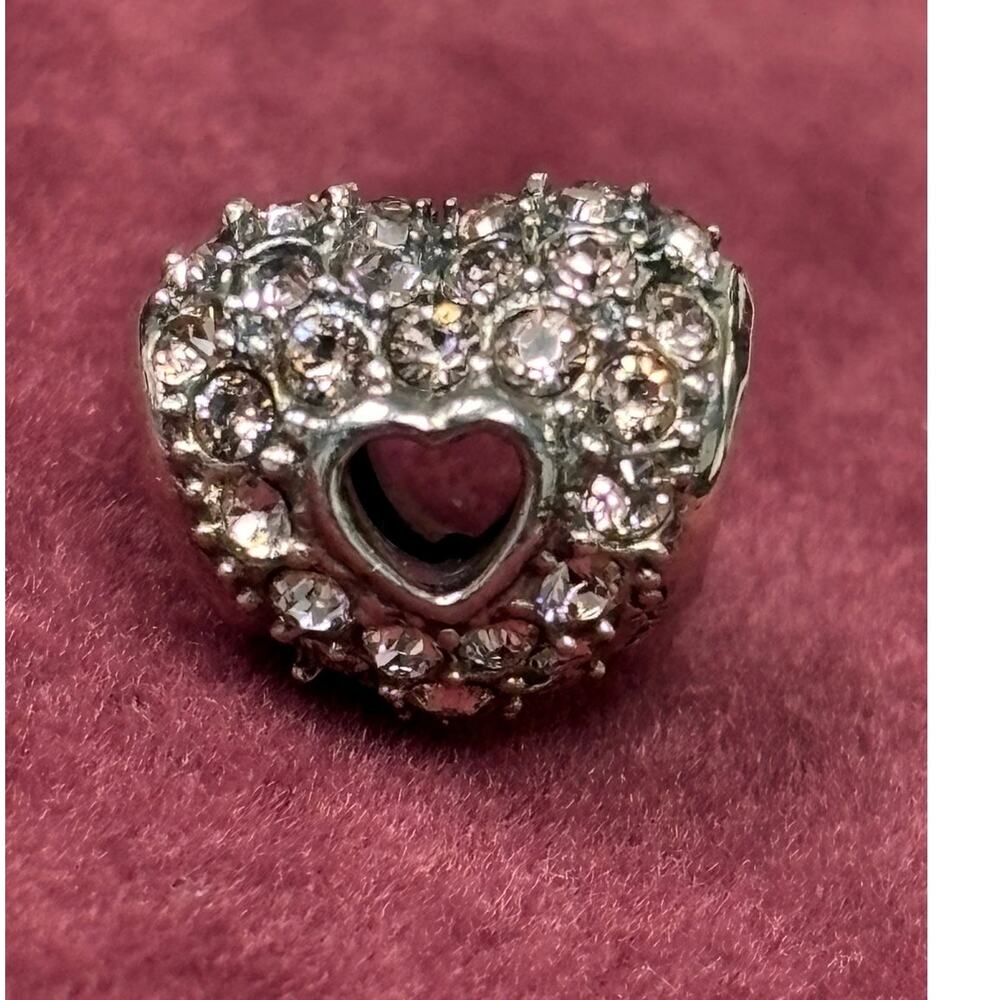 Chamilia Sterling Silver Pink Rhinestone Heart Bead Charm #71629